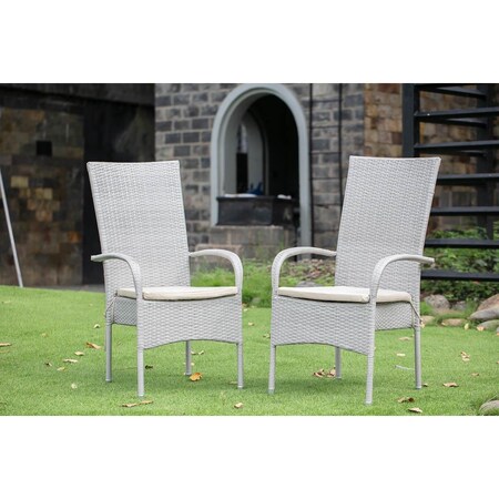 Invernadero Oslo Patio Chair with Cushion, Natural Linen Wicker & Beige Cushion IN2576353